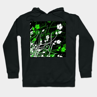 Stylish Abstract Floral Art - Green White Hoodie